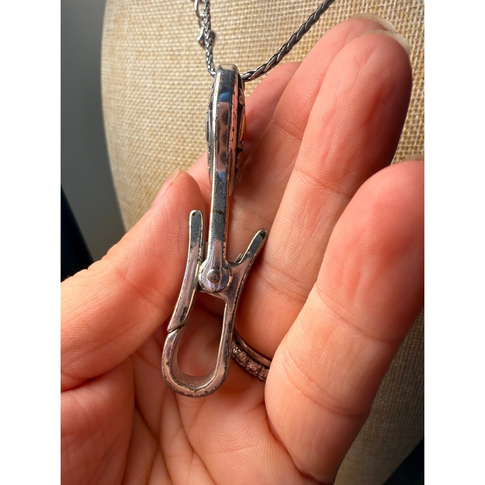 Brighton Silver Tone Heart Badge Clip Necklace Wheat Chain Flawed See Photos - Picture 7 of 16